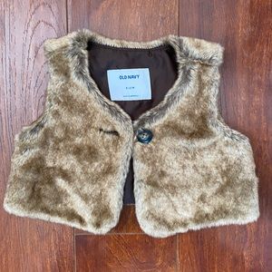 Old Navy—Brown, Faux Fur Vest—Sz 6-12m